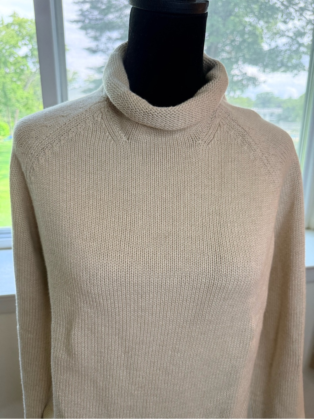 NWT Lands End cotton knit turtleneck sweater Oatmeal preppy classic medium - Picture 3 of 8